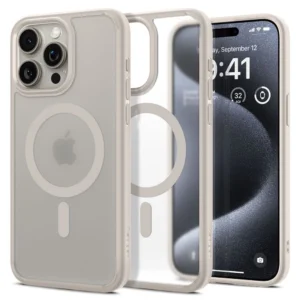 Spigen Ultra Hybrid Mag Case with MagSafe for iPhone 15 Pro - Matte Natural Titaniumeng