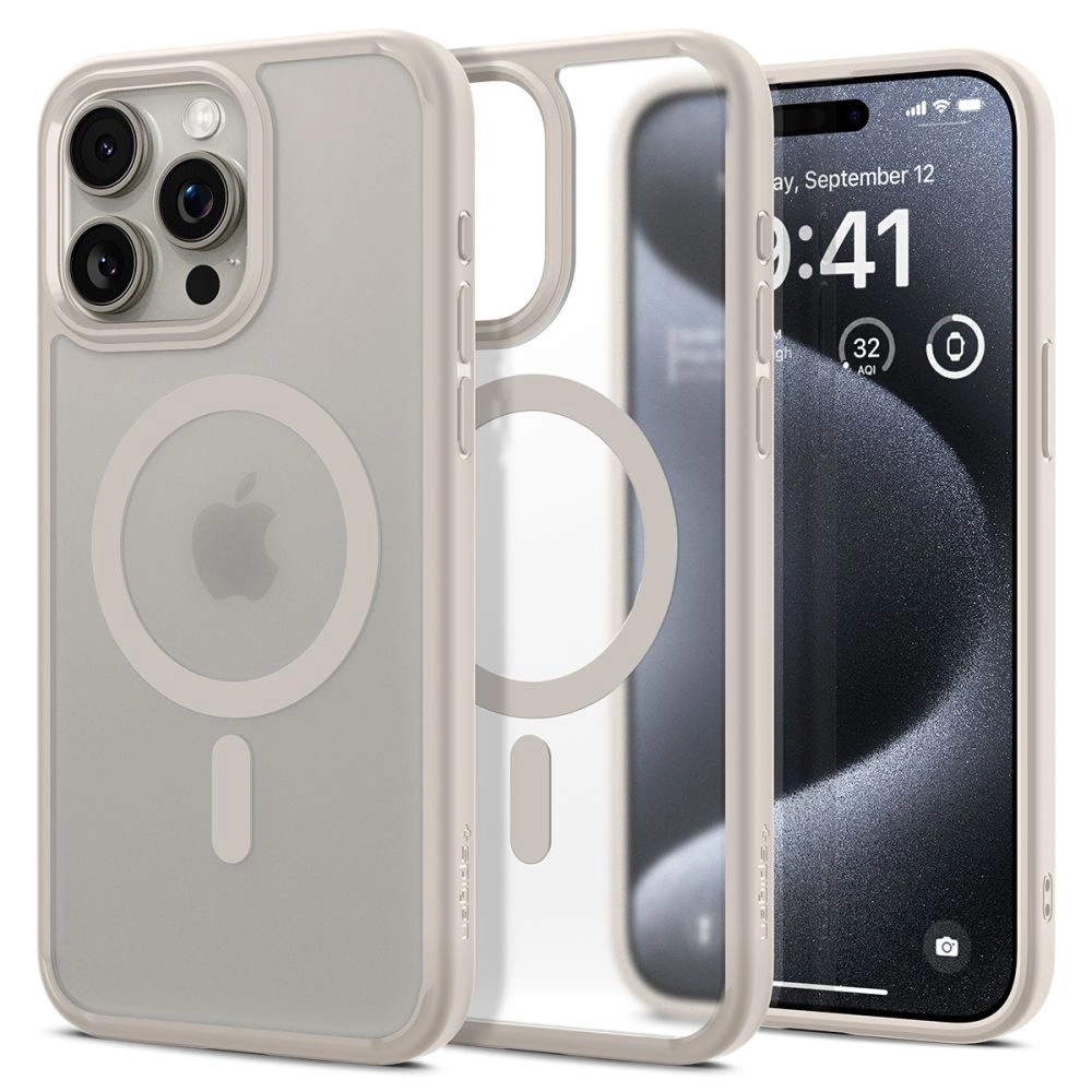 Spigen Ultra Hybrid Mag Case with MagSafe for iPhone 15 Pro - Matte Natural Titaniumeng