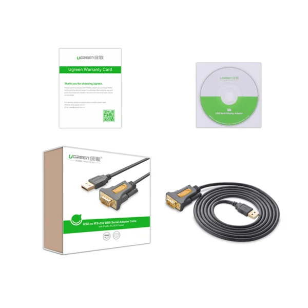 [RETURNED ITEM] Ugreen adapter cable USB-A - DB9 RS-232 1.5m gray (CR104)eng