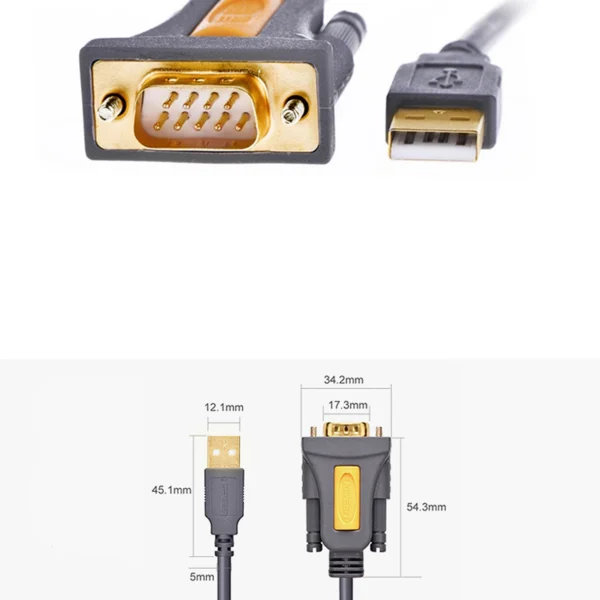 [RETURNED ITEM] Ugreen adapter cable USB-A - DB9 RS-232 1.5m gray (CR104)eng