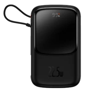 [RETURNED ITEM] Baseus Qpow Digital Display powerbank with fast charging 10000mAh 22.5W QC/PD/SCP/FCP with built-in USB-C cable blackeng