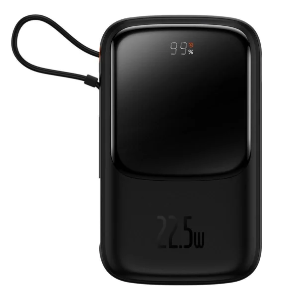 [RETURNED ITEM] Baseus Qpow Digital Display powerbank with fast charging 10000mAh 22.5W QC/PD/SCP/FCP with built-in USB-C cable blackeng