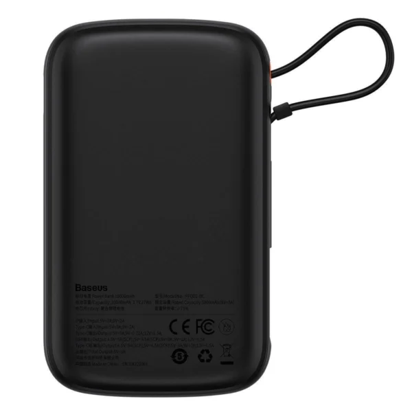 [RETURNED ITEM] Baseus Qpow Digital Display powerbank with fast charging 10000mAh 22.5W QC/PD/SCP/FCP with built-in USB-C cable blackeng