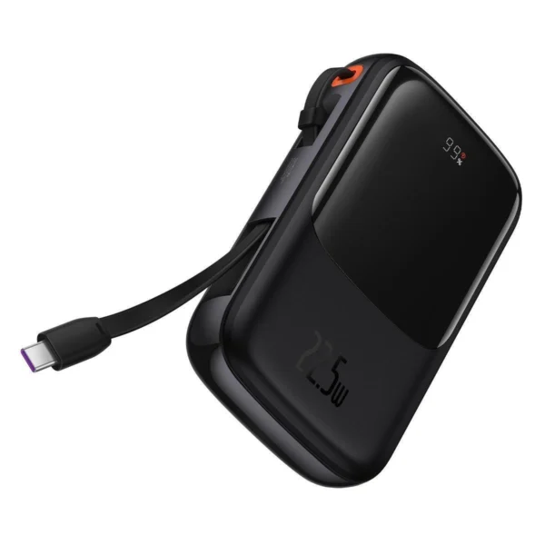 [RETURNED ITEM] Baseus Qpow Digital Display powerbank with fast charging 10000mAh 22.5W QC/PD/SCP/FCP with built-in USB-C cable blackeng