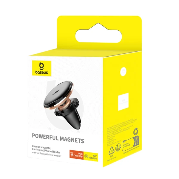Baseus C40141201G13-00 Magnetic Car Air Vent Holder - Black and Goldeng