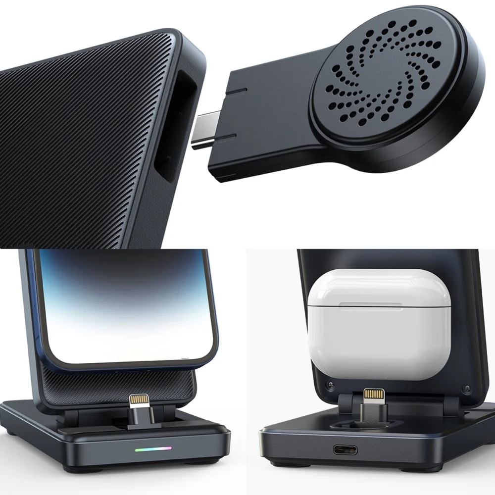 Joyroom JR-WQS02 iPhone AirPods Apple Watch 4in1 charging station foldable - blackeng