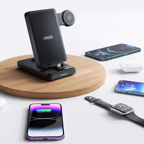 Joyroom JR-WQS02 iPhone AirPods Apple Watch 4in1 charging station foldable - blackeng