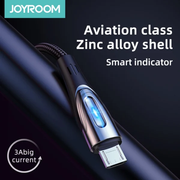 Joyroom Sharp Series S-M411 USB-A / micro USB 3A 1.2m Cable with Charging Indicator - Blackeng