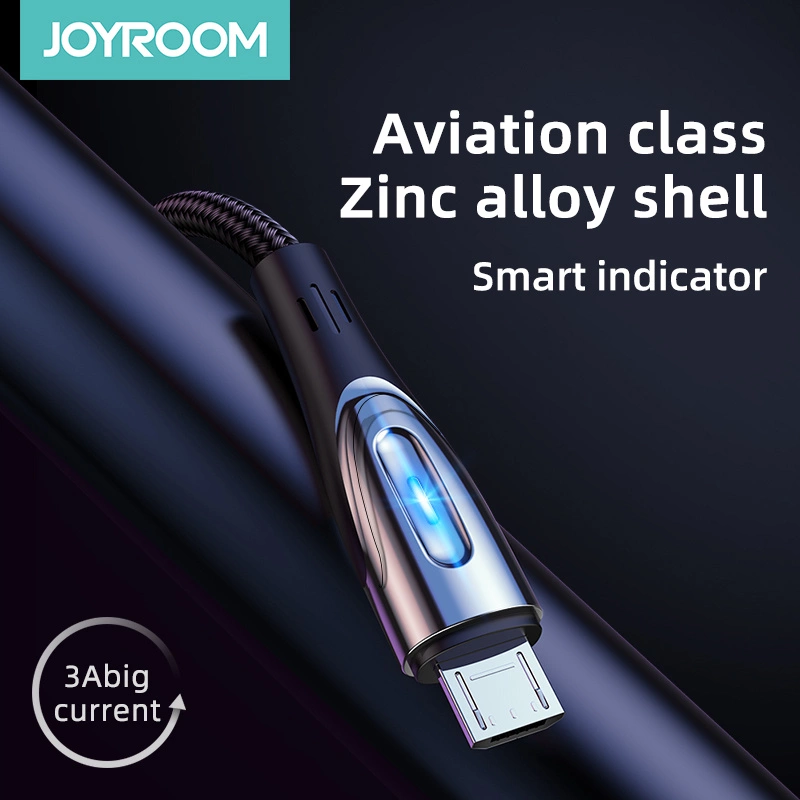 Joyroom Sharp Series S-M411 USB-A / micro USB 3A 1.2m Cable with Charging Indicator - Blackeng