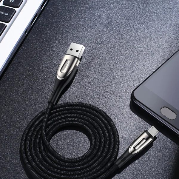 Joyroom Sharp Series S-M411 USB-A / micro USB 3A 1.2m Cable with Charging Indicator - Blackeng