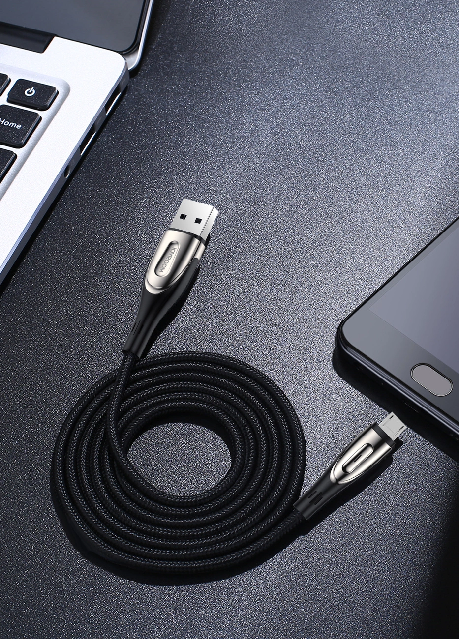 Joyroom Sharp Series S-M411 USB-A / micro USB 3A 1.2m Cable with Charging Indicator - Blackeng