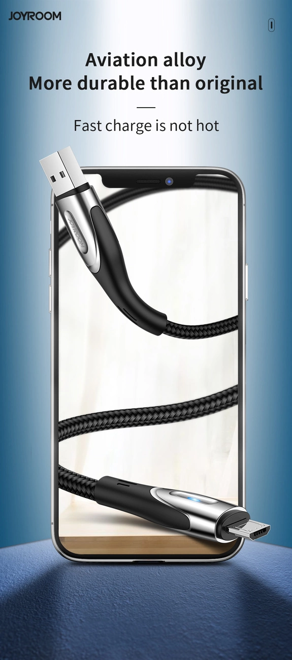 Joyroom Sharp Series S-M411 USB-A / micro USB 3A 1.2m Cable with Charging Indicator - Blackeng