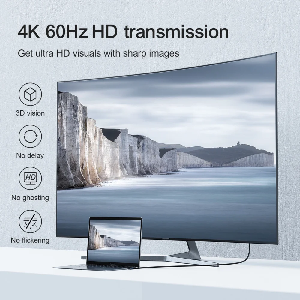 Joyroom SY-20C1 USB-C (angled) / HDMI (straight) Cable 4K 60Hz 2m - Grayeng