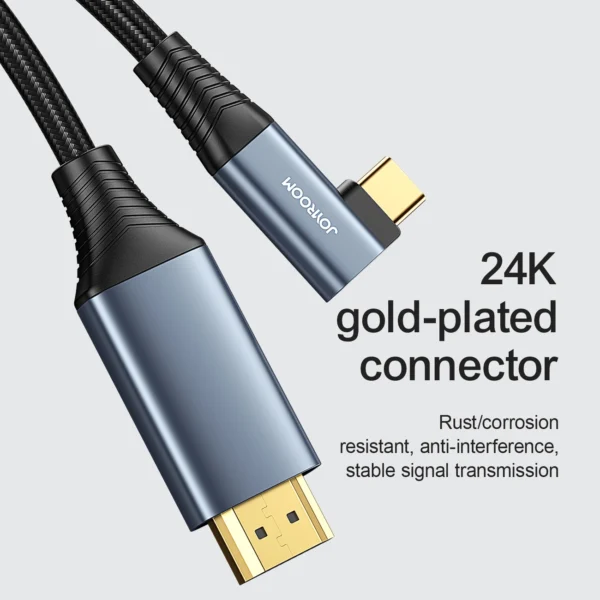 Joyroom SY-20C1 USB-C (angled) / HDMI (straight) Cable 4K 60Hz 2m - Grayeng