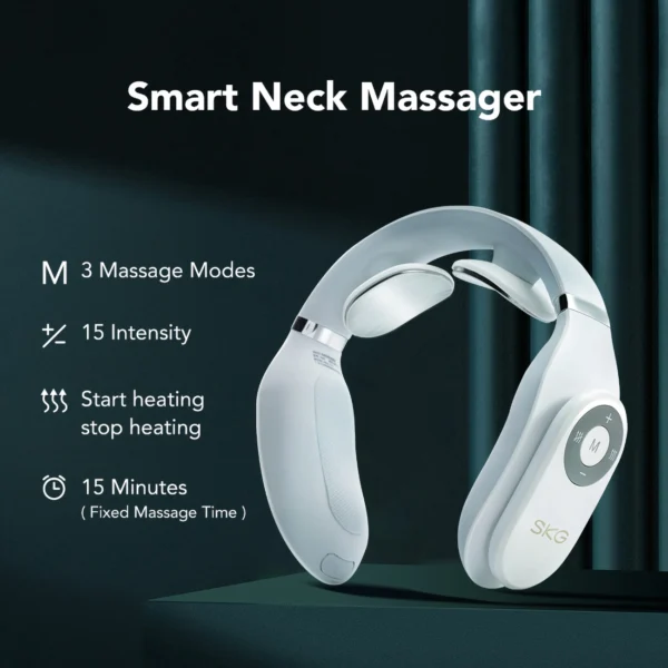 SKG 4098E neck massager, electrostimulator with compress - whiteeng