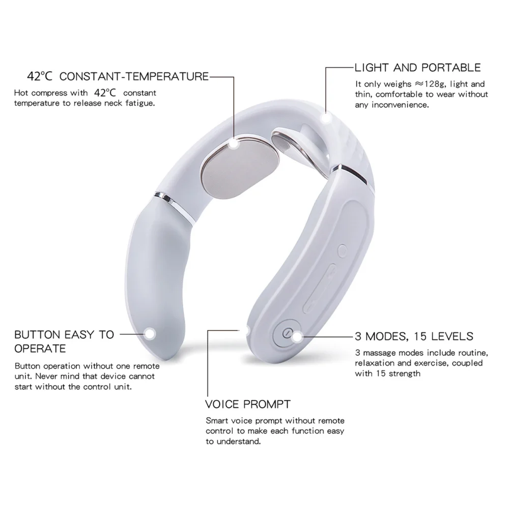 SKG 4356E neck massager with electrostimulation and compress - whiteeng