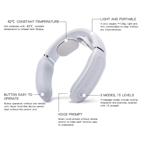 SKG 4356E neck massager with electrostimulation and compress - whiteeng