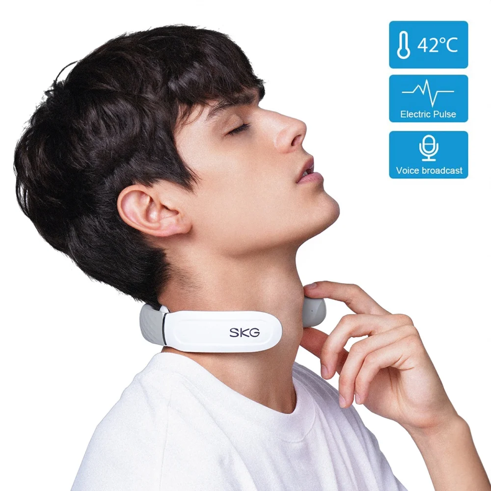 SKG 4356E neck massager with electrostimulation and compress - whiteeng