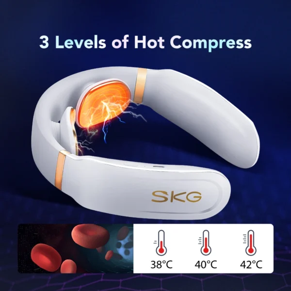 SKG K6E neck massager, electrostimulator with compress - whiteeng