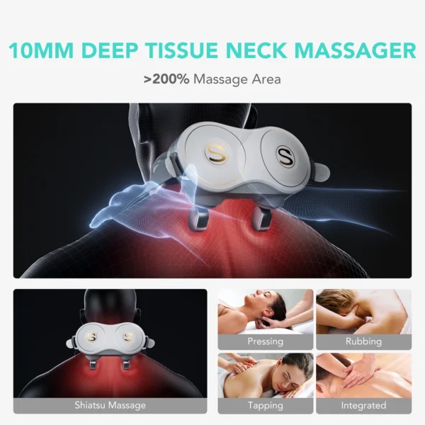 SKG H7-E neck massager with compress and red light - whiteeng