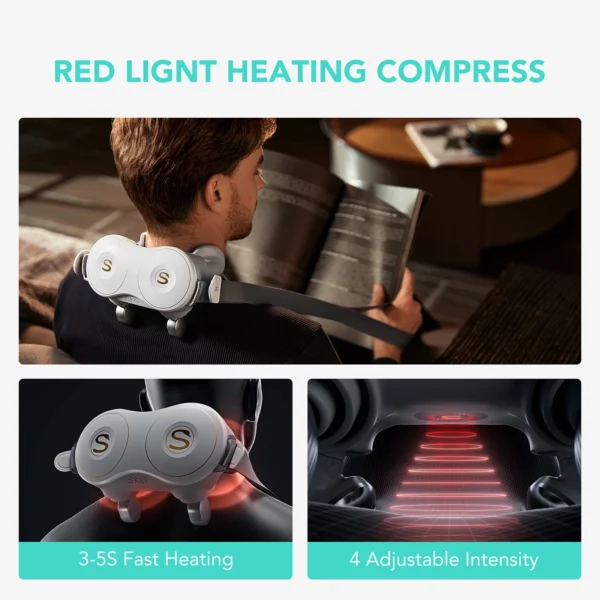 SKG H7-E neck massager with compress and red light - whiteeng