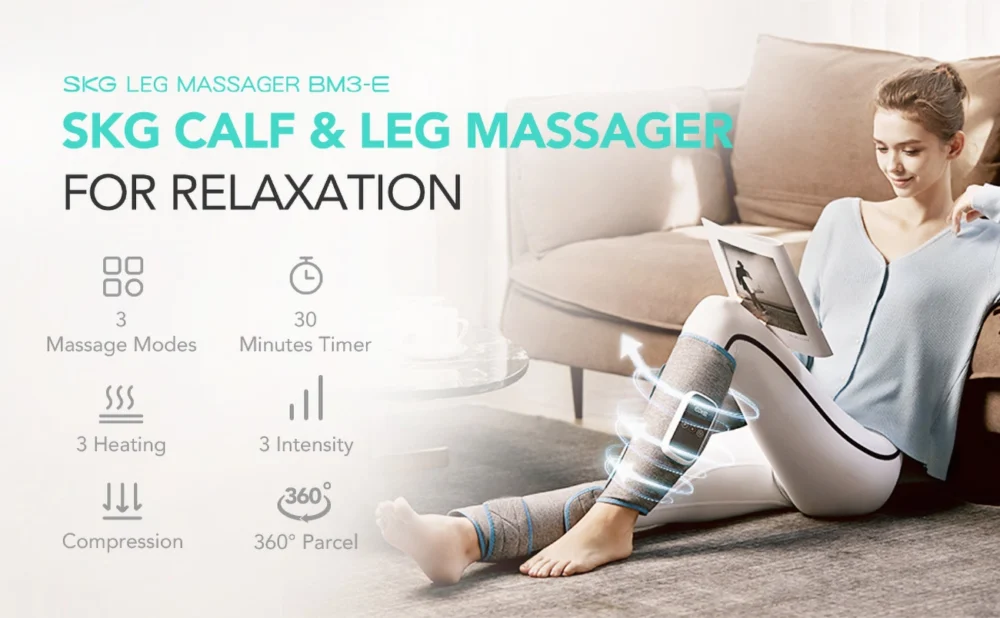 SKG BM3-E calf massager with warming compress (2 pcs. in a set) - grayeng