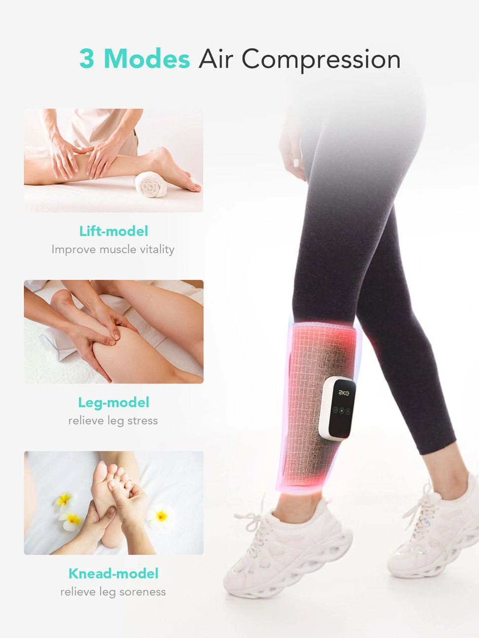 SKG BM3-E calf massager with warming compress (2 pcs. in a set) - grayeng