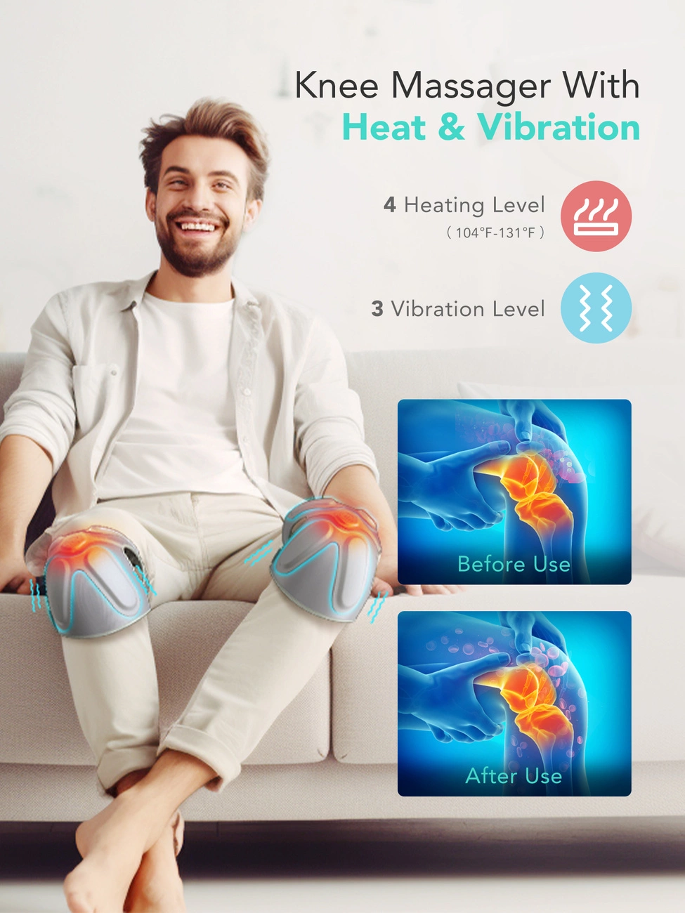 SKG W3 Pro massager for knees, elbows or shoulders (2 pcs. in a set) - grayeng