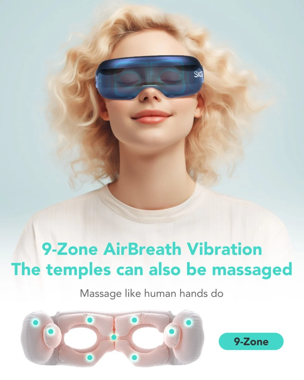 SKG E3 Pro eye and temple massager with vision window - blueeng