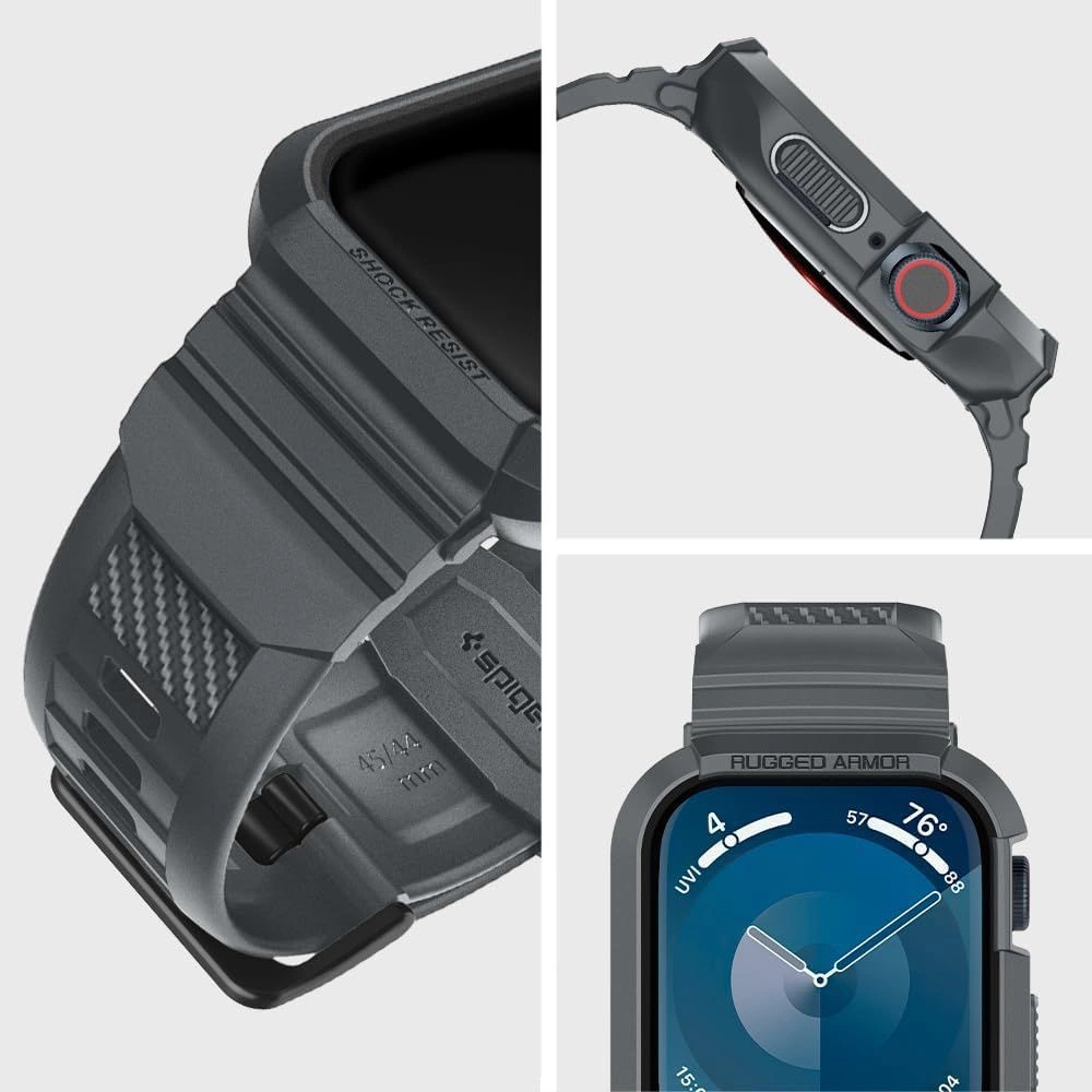 Spigen Rugged Armor Pro Case for Apple Watch 4 / 5 / 6 / 7 / 8 / 9 / SE (44 / 45 mm) - Dark Grayeng