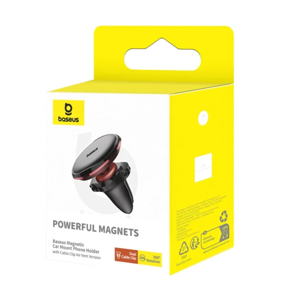 Baseus C40141201913-00 magnetic car holder for air vent - black and redeng