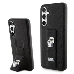 Karl Lagerfeld Gripstand Saffiano Karl&Choupette Pins case for Samsung Galaxy S23 FE - blackeng
