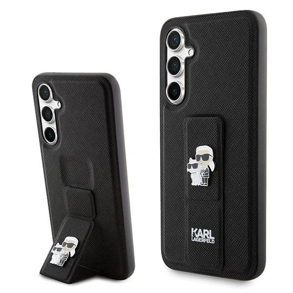 Karl Lagerfeld Gripstand Saffiano Karl&Choupette Pins case for Samsung Galaxy S23 FE - blackeng