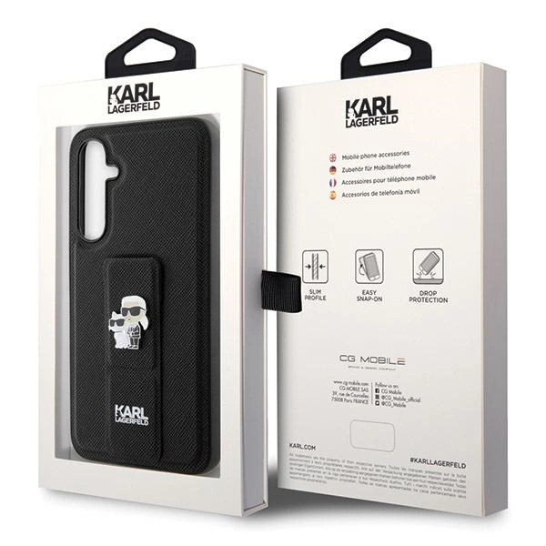 Karl Lagerfeld Gripstand Saffiano Karl&Choupette Pins case for Samsung Galaxy S23 FE - blackeng