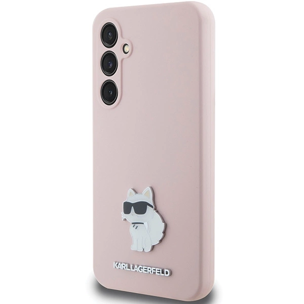 Karl Lagerfeld Silicone Choupette Metal Pin case for Samsung Galaxy S23 FE - pinkeng