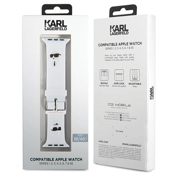 Karl Lagerfeld 3D Rubber Karl&Choupette Heads strap for Apple Watch 38/40/41mm - whiteeng