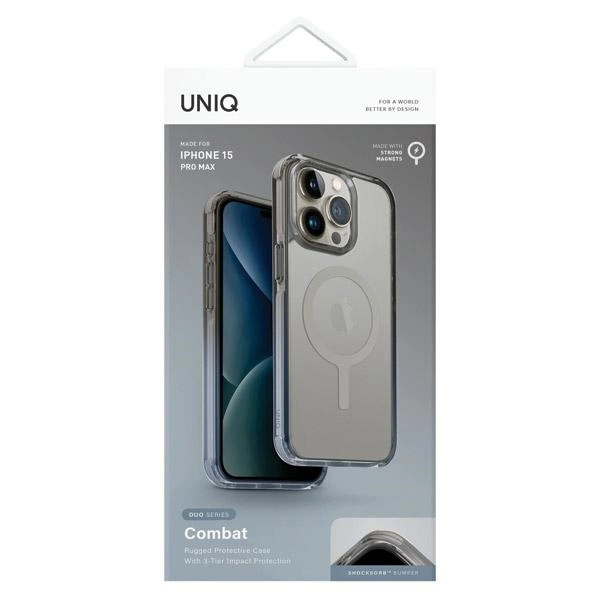 Uniq Combat Duo Magclick Charging case for iPhone 15 Pro Max - blue-grayeng