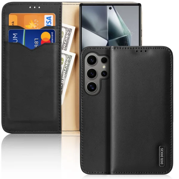 Dux Ducis Hivo case with flap and RFID blocking for Samsung S24 Galaxy Ultra - blackeng