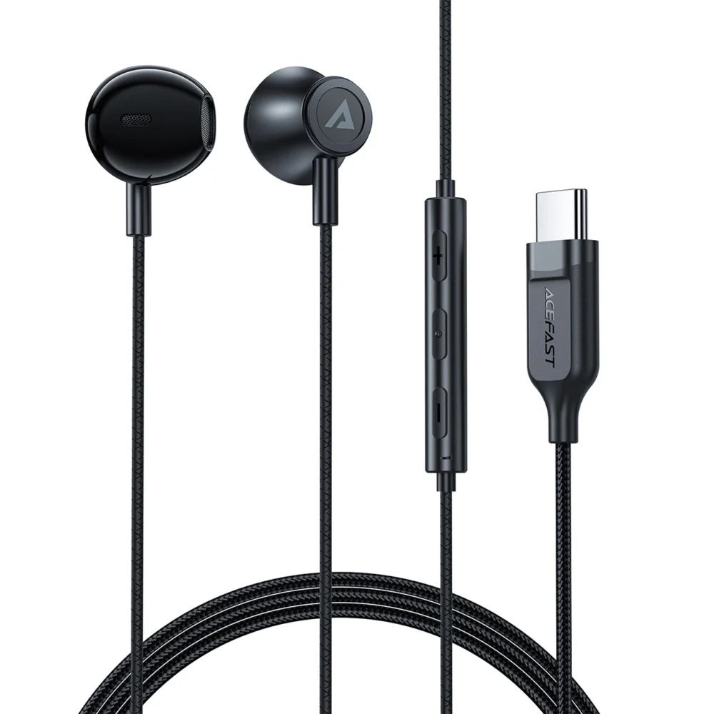 Acefast L2 in-ear headphones with USB-C connector, microphone and remote control 1.2 m - blackeng