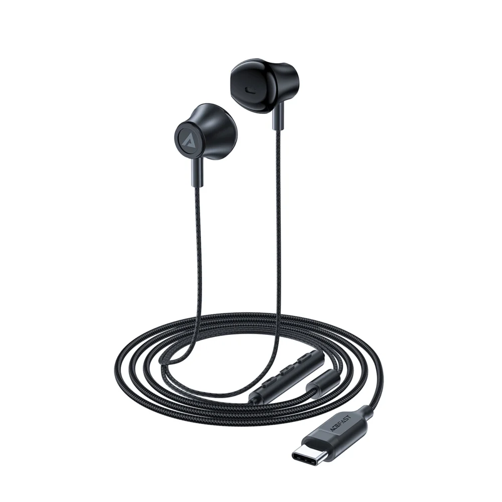 Acefast L2 in-ear headphones with USB-C connector, microphone and remote control 1.2 m - blackeng