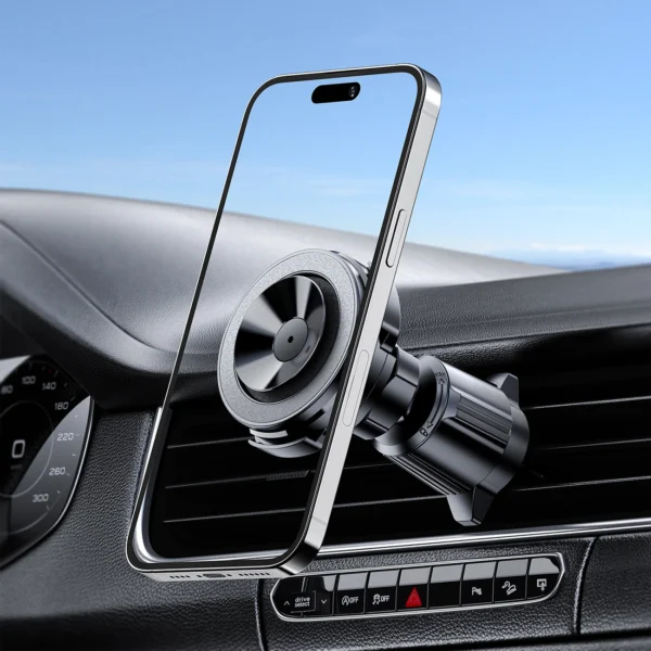 Acefast D22 magnetic car holder with suction cup for phone for air vent - blackeng