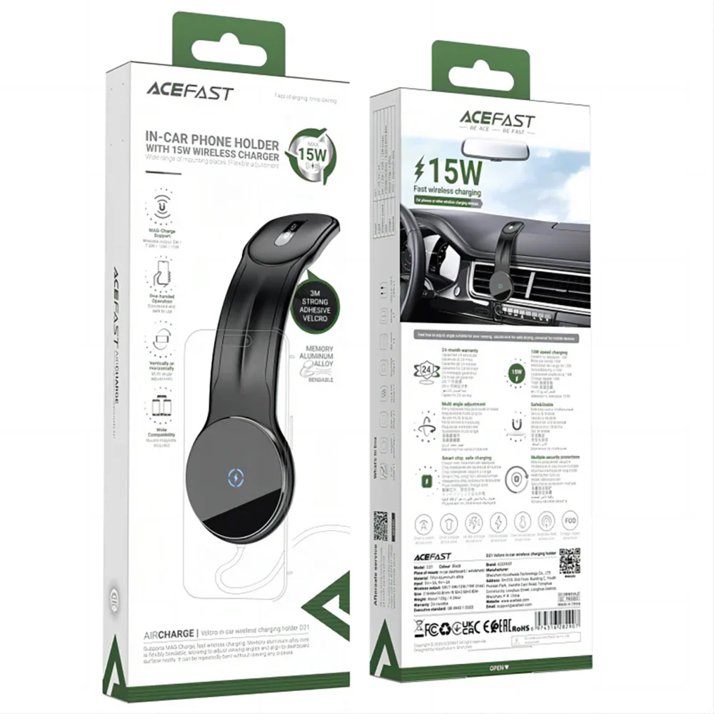 Acefast D21 car holder with 15W MagSafe inductive charger for cockpit - blackeng