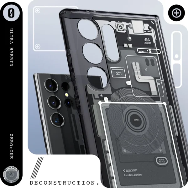Spigen Ultra Hybrid Case for Samsung Galaxy S24 Ultra - Dark Gray (Zero One Pattern)eng