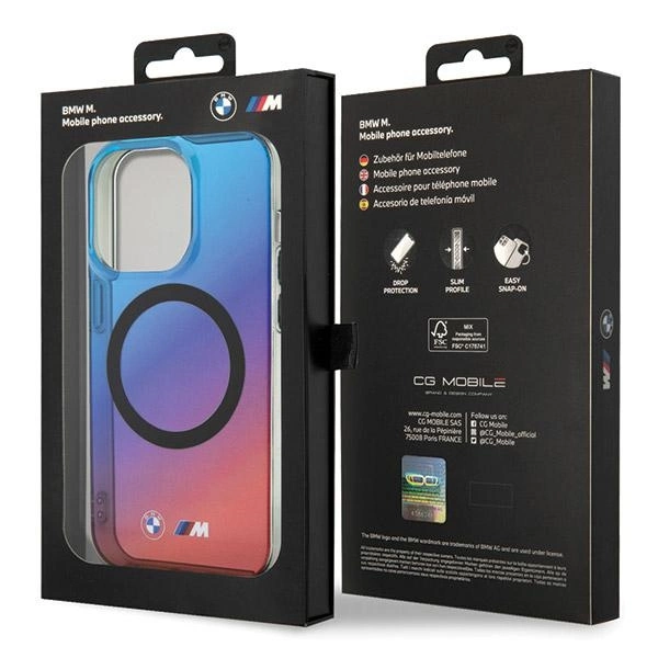 BMW M Gradient MagSafe case for iPhone 15 Pro Max - red and blueeng