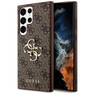 Guess 4G Big Metal Logo Case for Samsung Galaxy S24 Ultra - Browneng