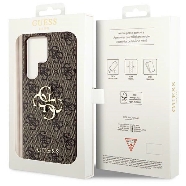 Guess 4G Big Metal Logo Case for Samsung Galaxy S24 Ultra - Browneng