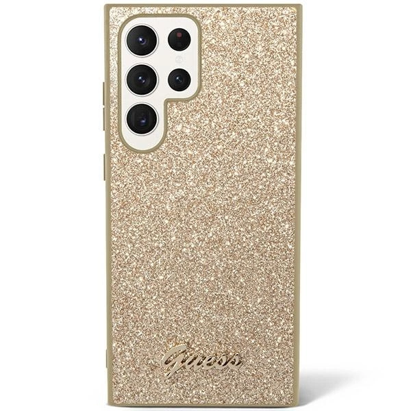 Guess Glitter Script case for Samsung Galaxy S24 Ultra - goldeng