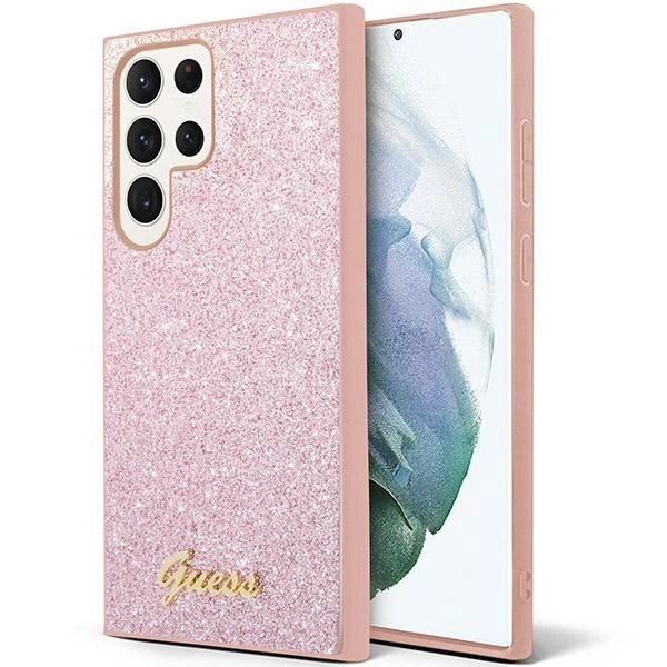 Guess Glitter Script case for Samsung Galaxy S24 Ultra - pinkeng