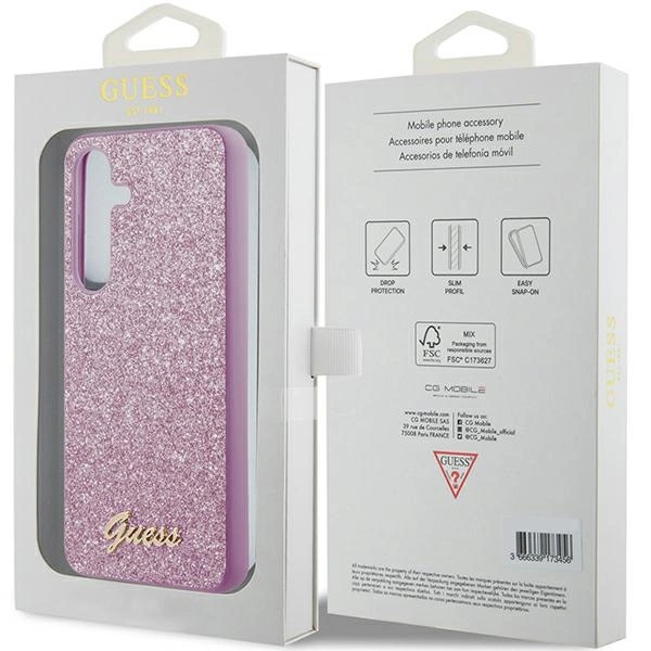 Guess Glitter Script case for Samsung Galaxy S24 - purpleeng