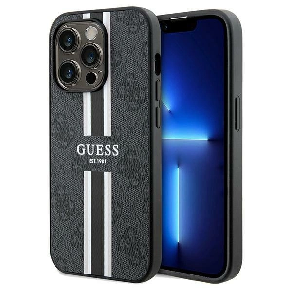 Guess 4G Printed Stripes MagSafe case for iPhone 15 Pro Max - blackeng